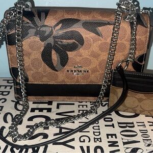 Coach Brown and Black Bow Chain Bag
